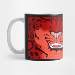 Cherry Red Snow Leopard Face Mug